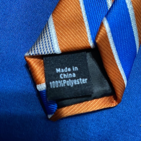 Dockers Necktie Orange Blue and Gray striped 100% Polyester like new - Picture 4 of 4